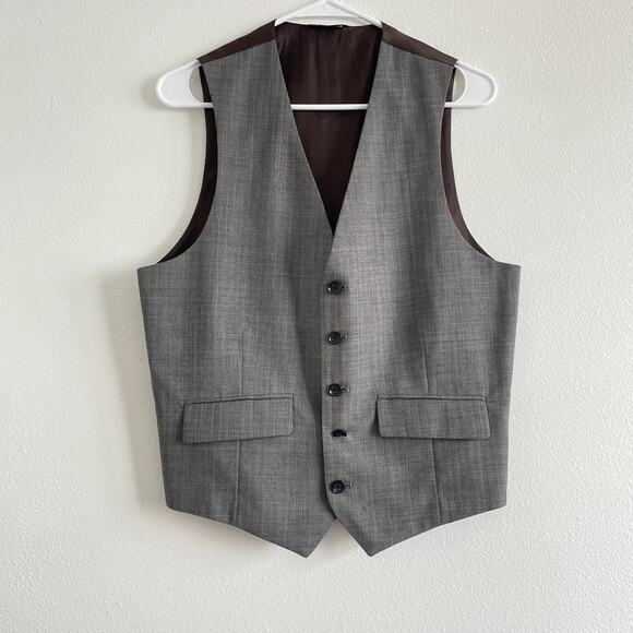 Banana Republic Waistcoat Vest Men 38R Wool 5 Button Herringbone Academia - Picture 1 of 8
